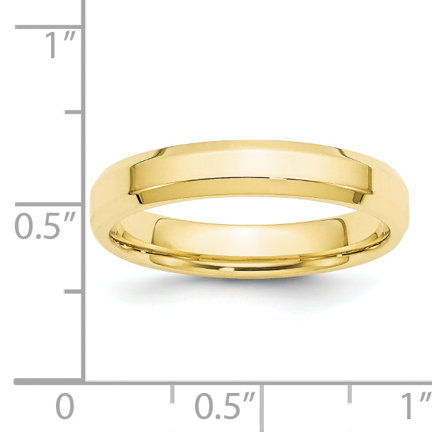 Solid 10K Yellow Gold 4mm Bevel Edge Comfort Fit Men's/Women's Wedding Band Ring Size 10