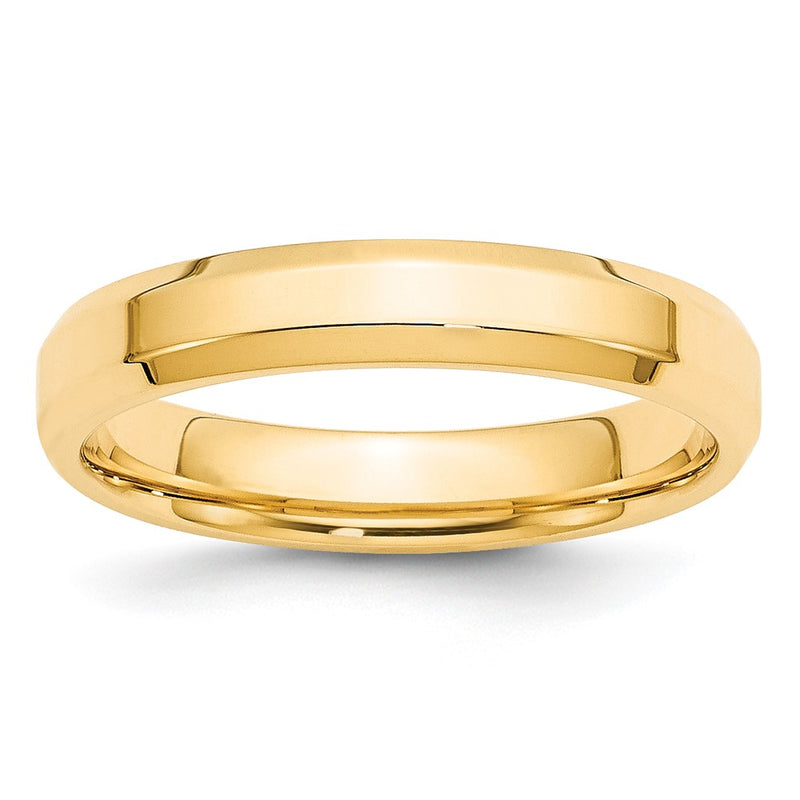10k Yellow Gold 4mm Beveled Edge Comfort Fit Wedding Band Ring