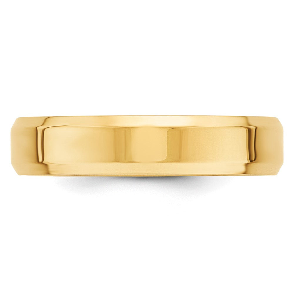 10k Yellow Gold 5mm Beveled Edge Comfort Fit Wedding Band Ring