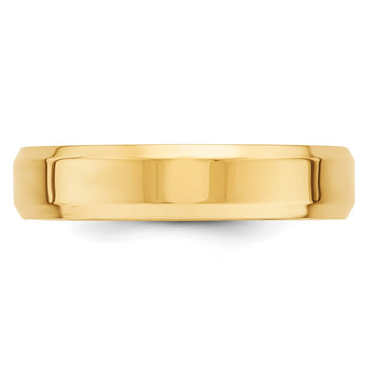 10k Yellow Gold 5mm Beveled Edge Comfort Fit Wedding Band Ring