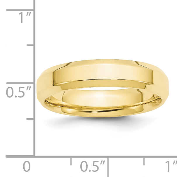 Solid 10K Yellow Gold 5mm Bevel Edge Comfort Fit Men's/Women's Wedding Band Ring Size 13.5