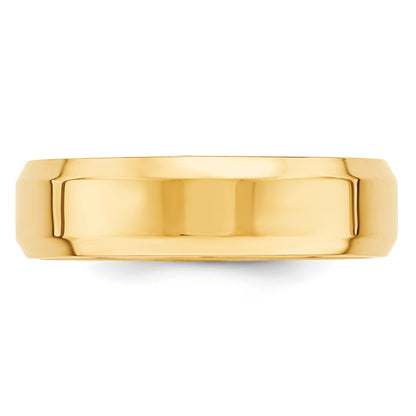 Solid 10K Yellow Gold 6mm Bevel Edge Comfort Fit Men's/Women's Wedding Band Ring Size 13.5