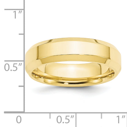 Solid 10K Yellow Gold 6mm Bevel Edge Comfort Fit Men's/Women's Wedding Band Ring Size 5.5