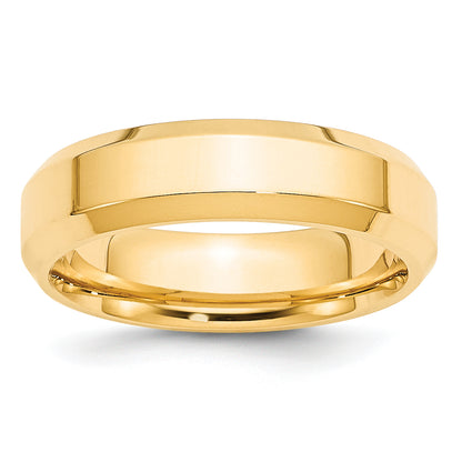Solid 10K Yellow Gold 6mm Bevel Edge Comfort Fit Men's/Women's Wedding Band Ring Size 13.5
