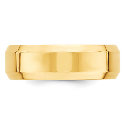 Solid 10K Yellow Gold 7mm Bevel Edge Comfort Fit Men's/Women's Wedding Band Ring Size 7.5