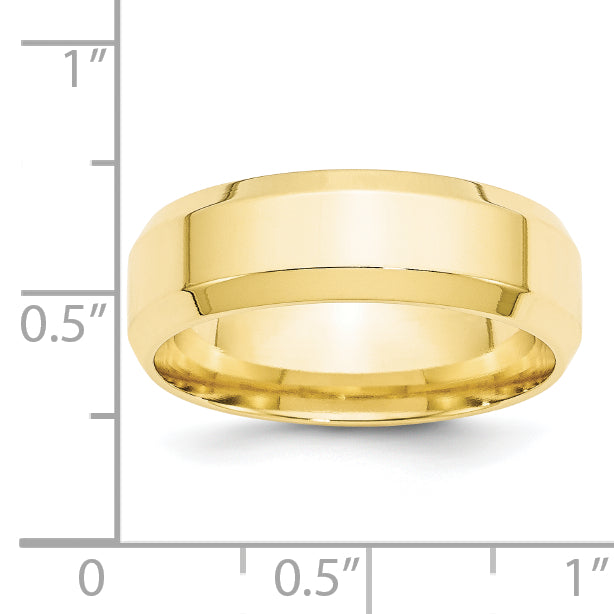 Solid 10K Yellow Gold 7mm Bevel Edge Comfort Fit Men's/Women's Wedding Band Ring Size 7.5