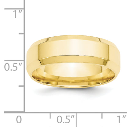 Solid 10K Yellow Gold 7mm Bevel Edge Comfort Fit Men's/Women's Wedding Band Ring Size 4.5