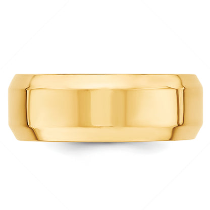 Solid 10K Yellow Gold 8mm Bevel Edge Comfort Fit Men's/Women's Wedding Band Ring Size 8