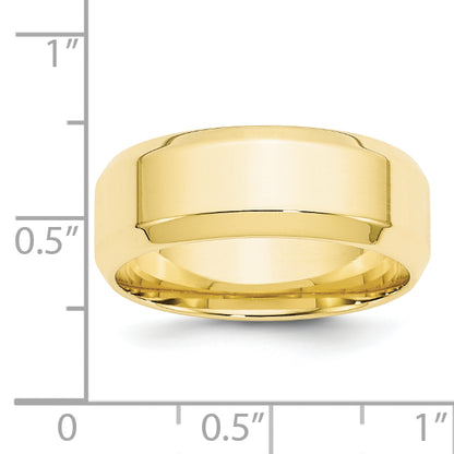 Solid 10K Yellow Gold 8mm Bevel Edge Comfort Fit Men's/Women's Wedding Band Ring Size 7