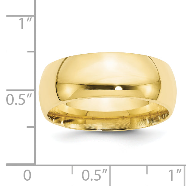 Solid 10K Yellow Gold 8mm Comfort Fit Men's/Women's Wedding Band Ring Size 9