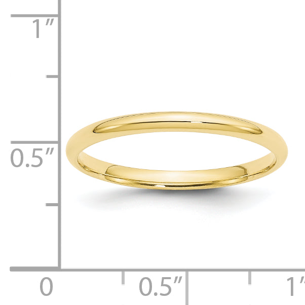 Solid 10K Yellow Gold 2mm Light Weight Comfort Fit Men's/Women's Wedding Band Ring Size 11