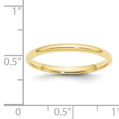 Solid 10K Yellow Gold 2mm Light Weight Comfort Fit Men's/Women's Wedding Band Ring Size 11