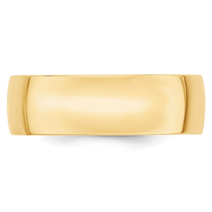 10k Yellow Gold 7mm Lightweight Comfort Fit Wedding Band Ring