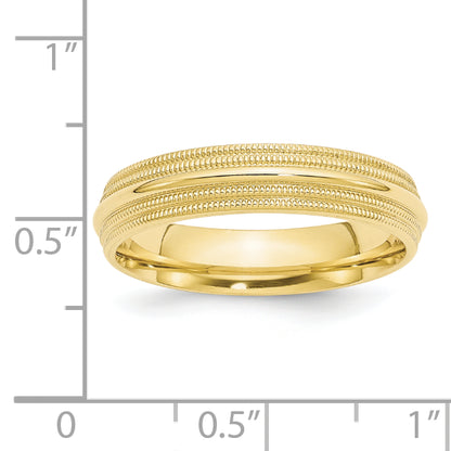 Solid 10K Yellow Gold 5mm Double Milgrain Comfort Fit Men's/Women's Wedding Band Ring Size 10