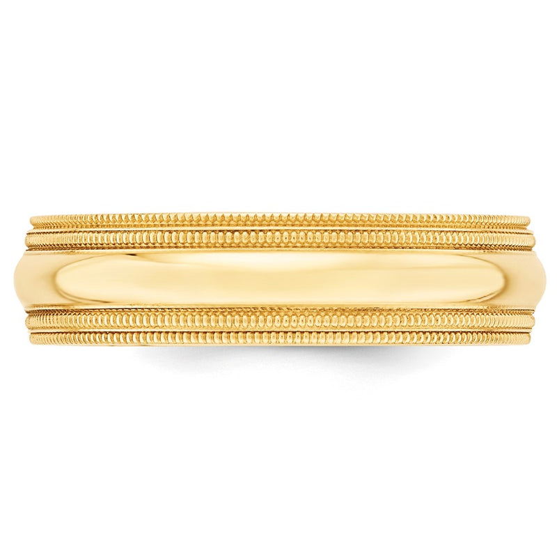 10k Yellow Gold 6mm Double Milgrain Comfort Fit Wedding Band Ring