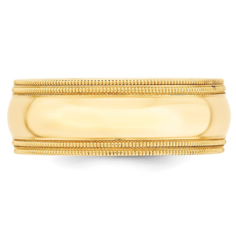 10k Yellow Gold 8mm Double Milgrain Comfort Fit Wedding Band Ring