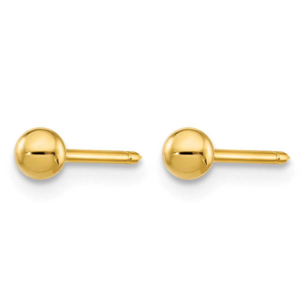 14K Yellow Gold Polished 3mm Ball Long Post Earrings
