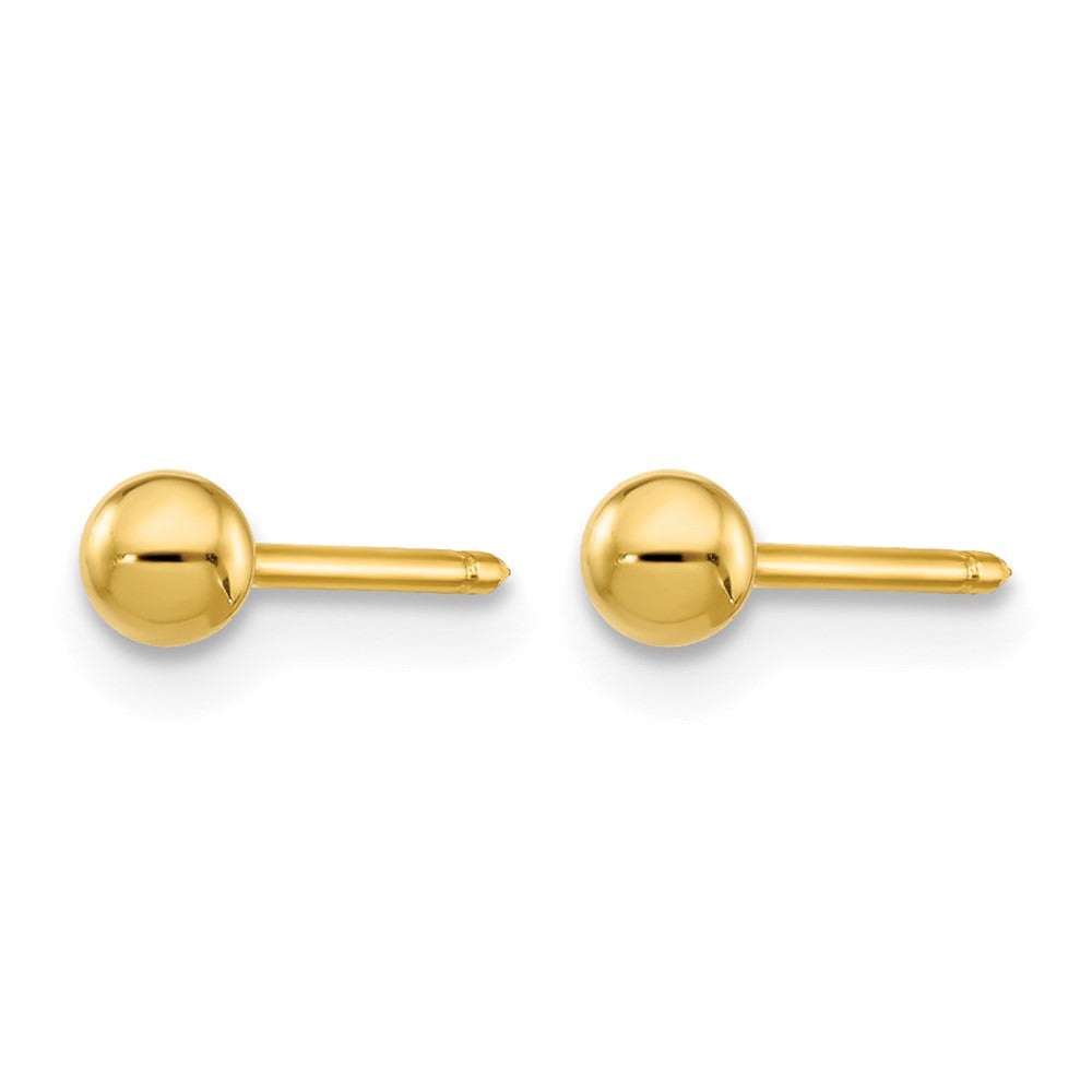 14K Yellow Gold Polished 3mm Ball Short Post Earrings