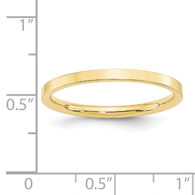 Solid 10K Yellow Gold 2mm Standard Flat Comfort Fit Men's/Women's Wedding Band Ring Size 6.5