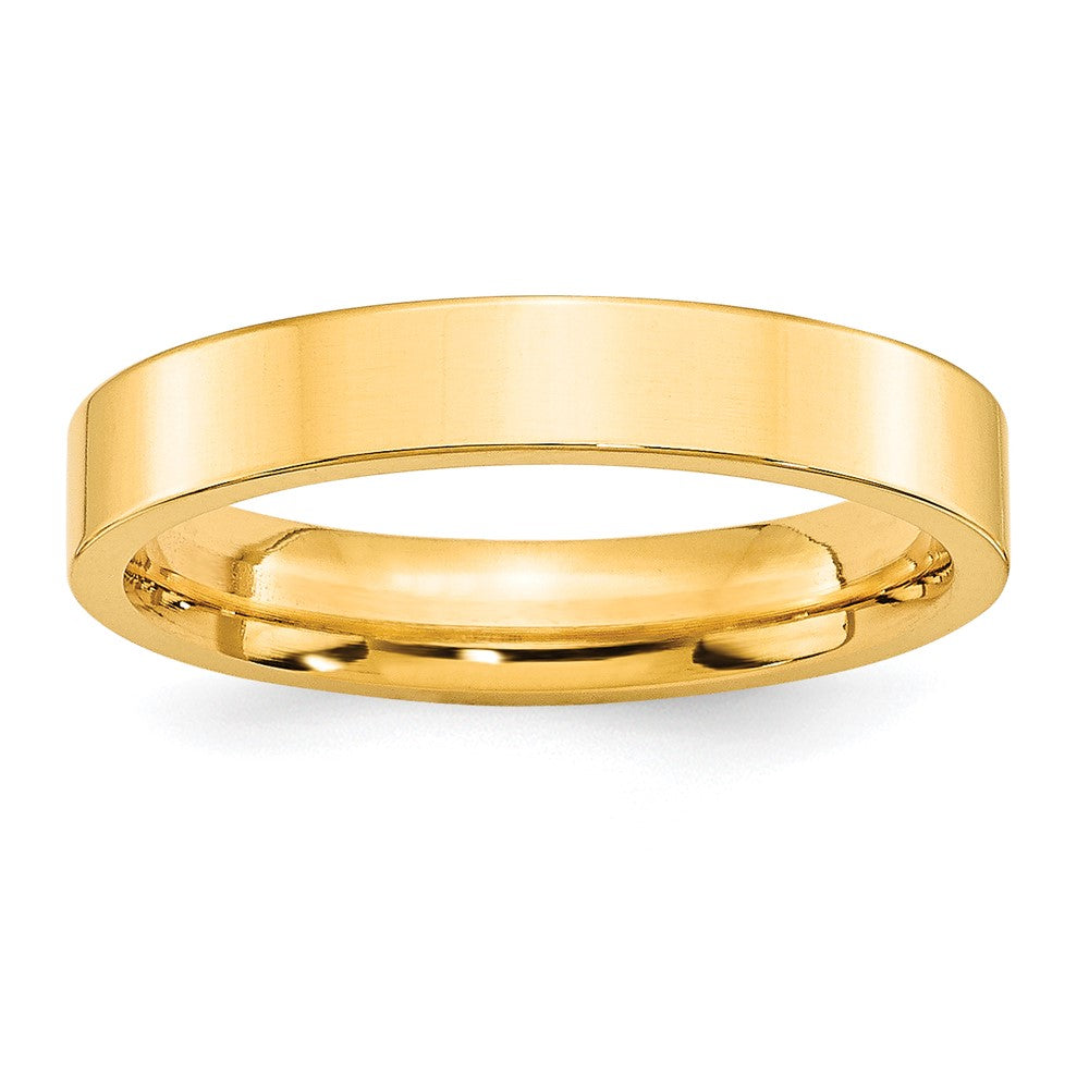 10k Yellow Gold 4mm Standard Weight Flat Comfort Fit Wedding Band Ring