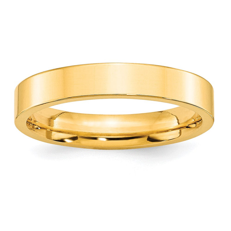 10k Yellow Gold 4mm Standard Weight Flat Comfort Fit Wedding Band Ring