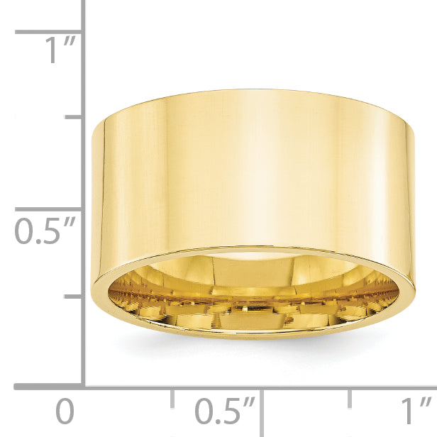 Solid 10K Yellow Gold 12mm Standard Flat Comfort Fit Men's/Women's Wedding Band Ring Size 9.5