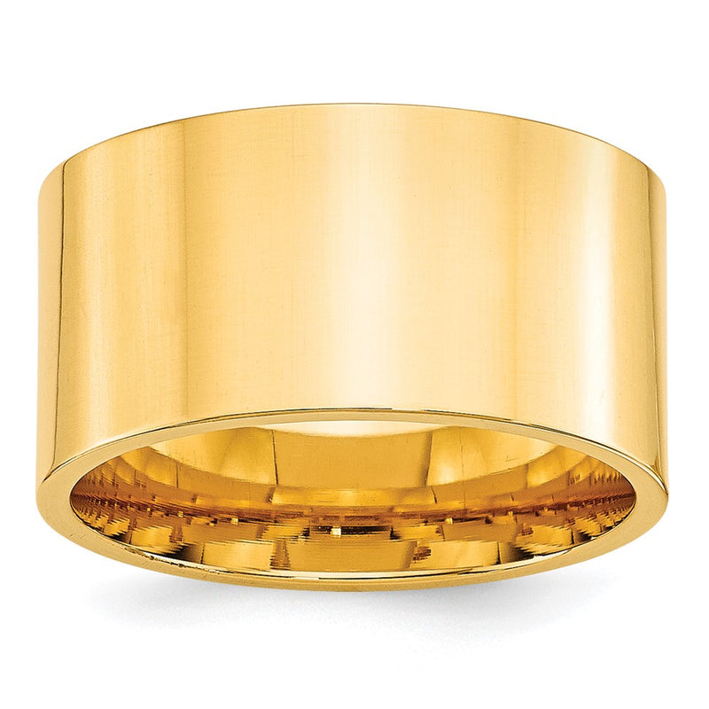10k Yellow Gold 12mm Standard Weight Flat Comfort Fit Wedding Band Ring