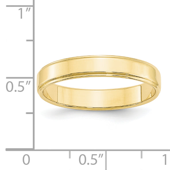 Solid 10K Yellow Gold 4mm Flat with Step Edge Men's/Women's Wedding Band Ring Size 10