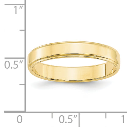Solid 10K Yellow Gold 4mm Flat with Step Edge Men's/Women's Wedding Band Ring Size 10