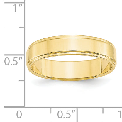 Solid 10K Yellow Gold 5mm Flat with Step Edge Men's/Women's Wedding Band Ring Size 11