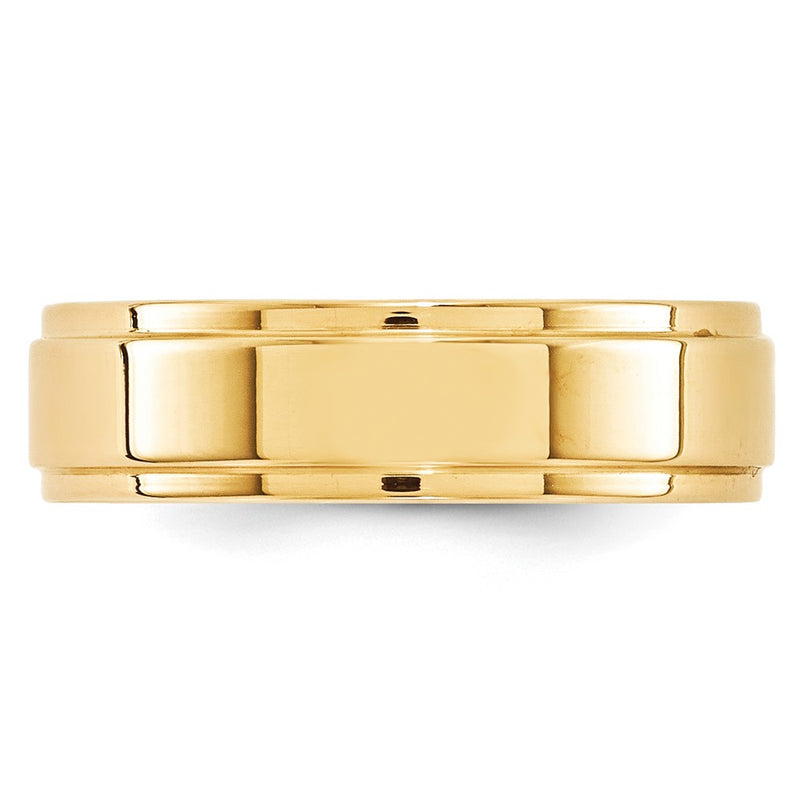 10k Yellow Gold 6mm Flat with Step Edge Wedding Band Ring