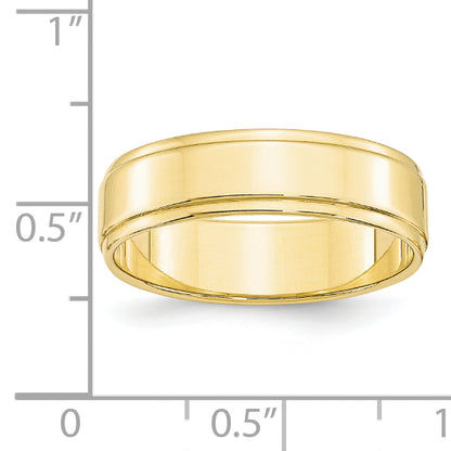 Solid 10K Yellow Gold 6mm Flat with Step Edge Men's/Women's Wedding Band Ring Size 11