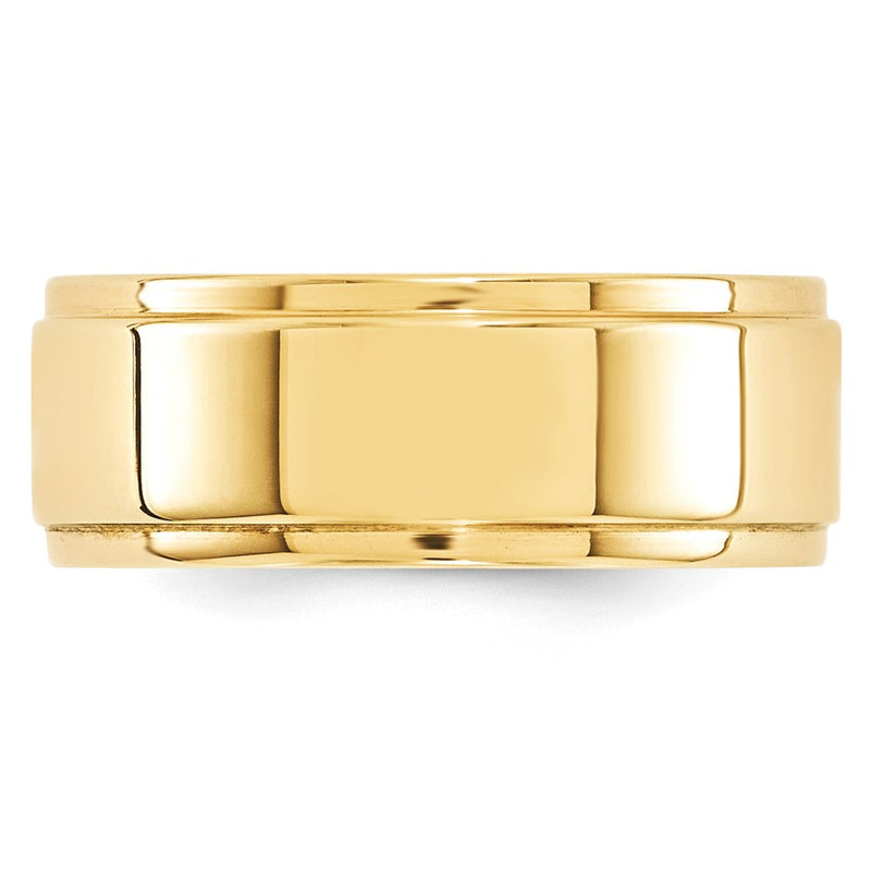 10k Yellow Gold 8mm Flat with Step Edge Wedding Band Ring