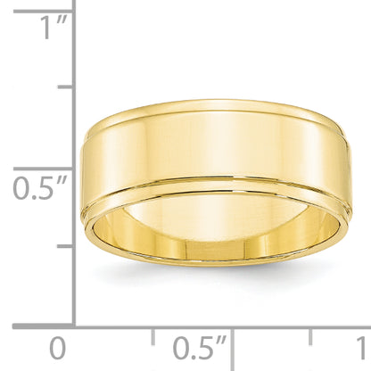 Solid 10K Yellow Gold 8mm Flat with Step Edge Men's/Women's Wedding Band Ring Size 10.5