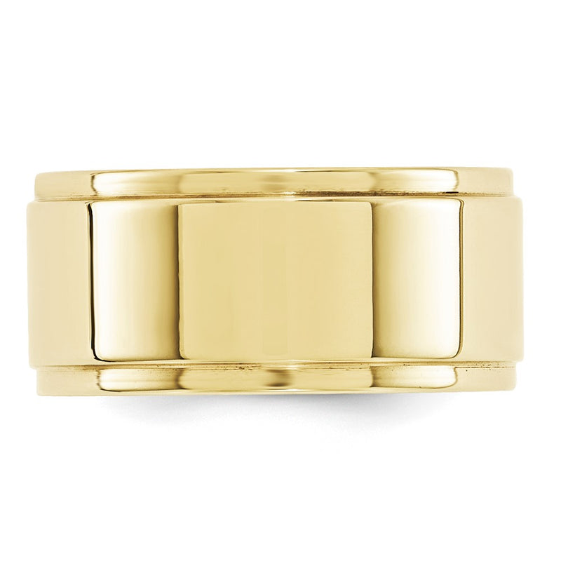 10KY Yellow Gold 10mm Flat with Step Edge Wedding Band Ring