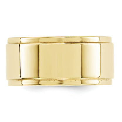 Solid 10K Yellow Gold 10mm Flat with Step Edge Men's/Women's Wedding Band Ring Size 11