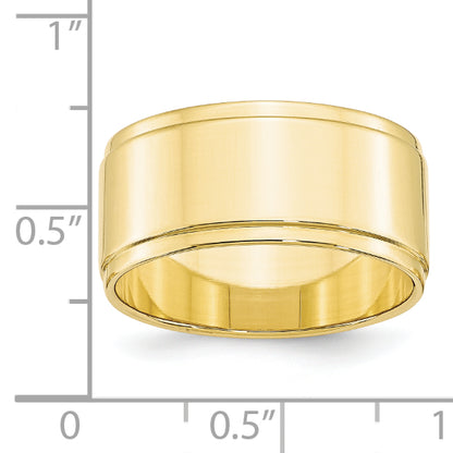 Solid 10K Yellow Gold 10mm Flat with Step Edge Men's/Women's Wedding Band Ring Size 11