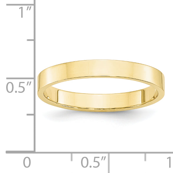Solid 10K Yellow Gold 3mm Light Weight Flat Men's/Women's Wedding Band Ring Size 7.5