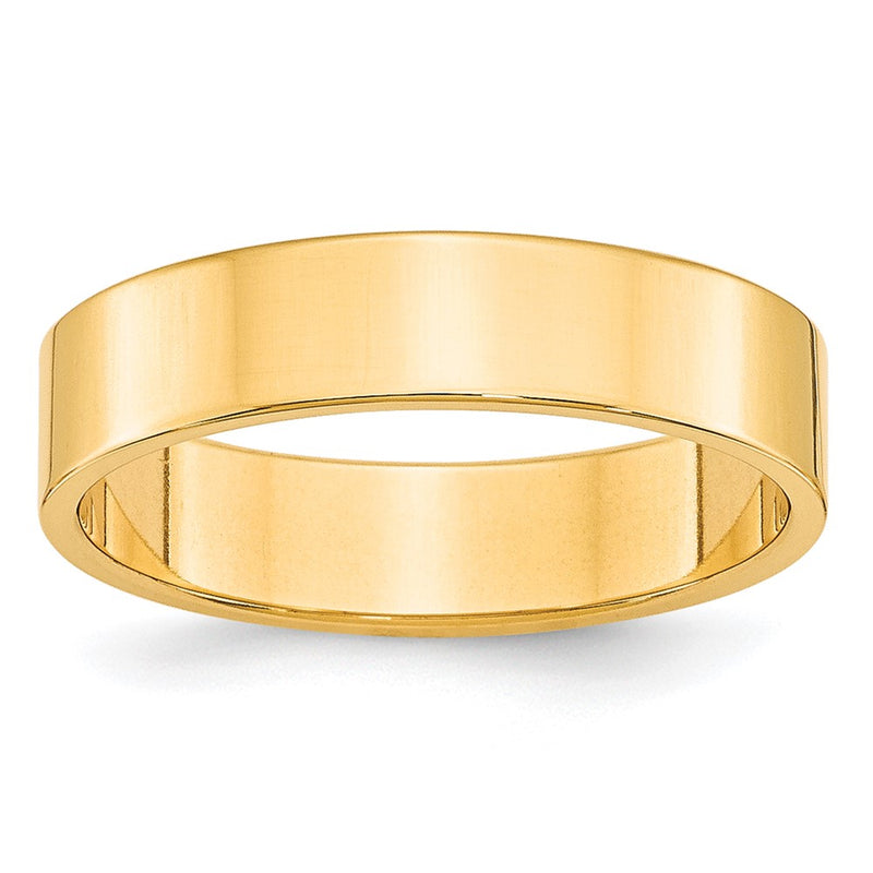 10k Yellow Gold 5mm Lightweight Flat Wedding Band Ring