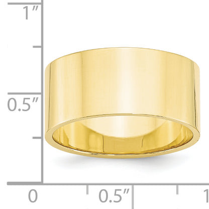 Solid 10K Yellow Gold 10mm Light Weight Flat Men's/Women's Wedding Band Ring Size 8