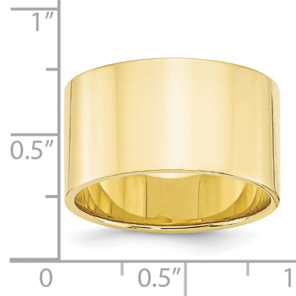 Solid 10K Yellow Gold 12mm Light Weight Flat Men's/Women's Wedding Band Ring Size 9