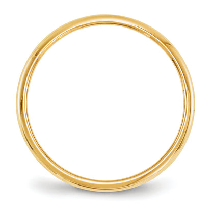 Solid 10K Yellow Gold 2mm Half Round Men's/Women's Wedding Band Ring Size 14