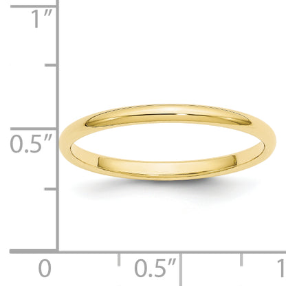 Solid 10K Yellow Gold 2mm Half-Round Wedding Men's/Women's Wedding Band Ring Size 7.5
