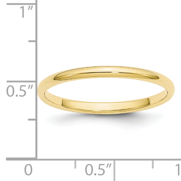 Solid 10K Yellow Gold 2mm Half-Round Wedding Men's/Women's Wedding Band Ring Size 8