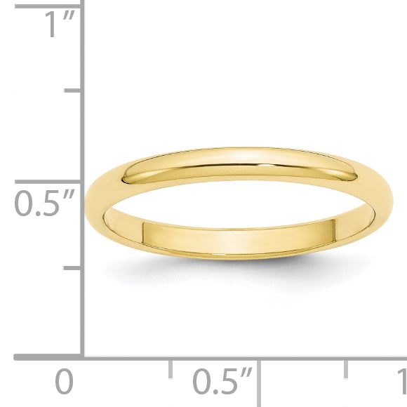 Solid 10K Yellow Gold 2.5mm Half Round Men's/Women's Wedding Band Ring Size 8