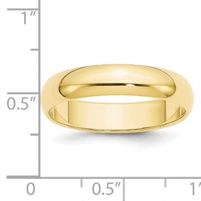 Solid 10K Yellow Gold 5mm Half-Round Wedding Men's/Women's Wedding Band Ring Size 5