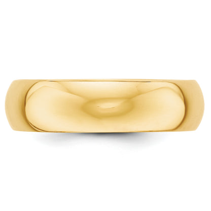 Solid 10K Yellow Gold 6mm Half-Round Wedding Men's/Women's Wedding Band Ring Size 8