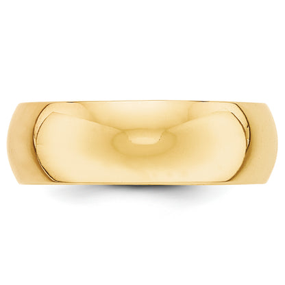 Solid 10K Yellow Gold 7mm Half-Round Wedding Men's/Women's Wedding Band Ring Size 4