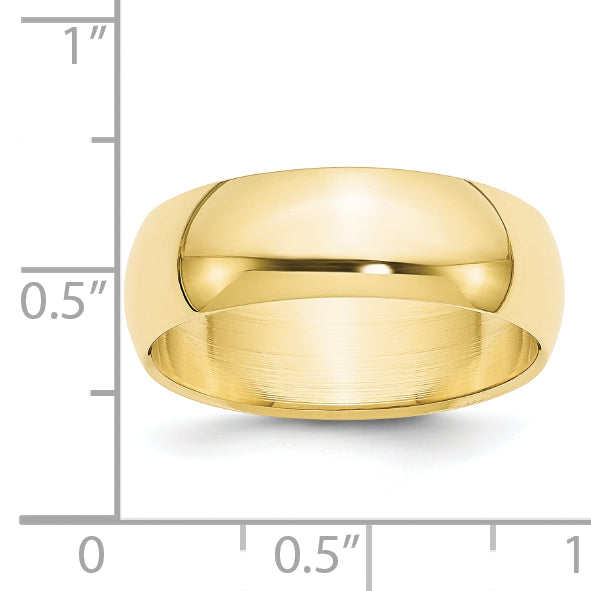 Solid 10K Yellow Gold 7mm Half-Round Wedding Men's/Women's Wedding Band Ring Size 4