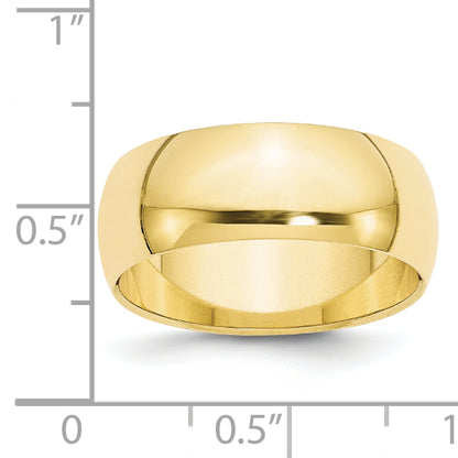 Solid 10K Yellow Gold 8mm Half-Round Wedding Men's/Women's Wedding Band Ring Size 12